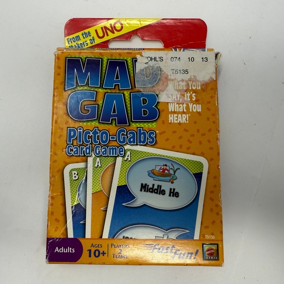 Mad Gab Picto-Gabs Card Game Mattel 2009 Word Picture Puzzle Fast Fun - Picture 1 of 6